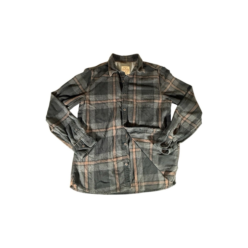 Fat‎ Face Shirt Adult Medium Black Brown Plaid Flannel Button Down Long Sleeve